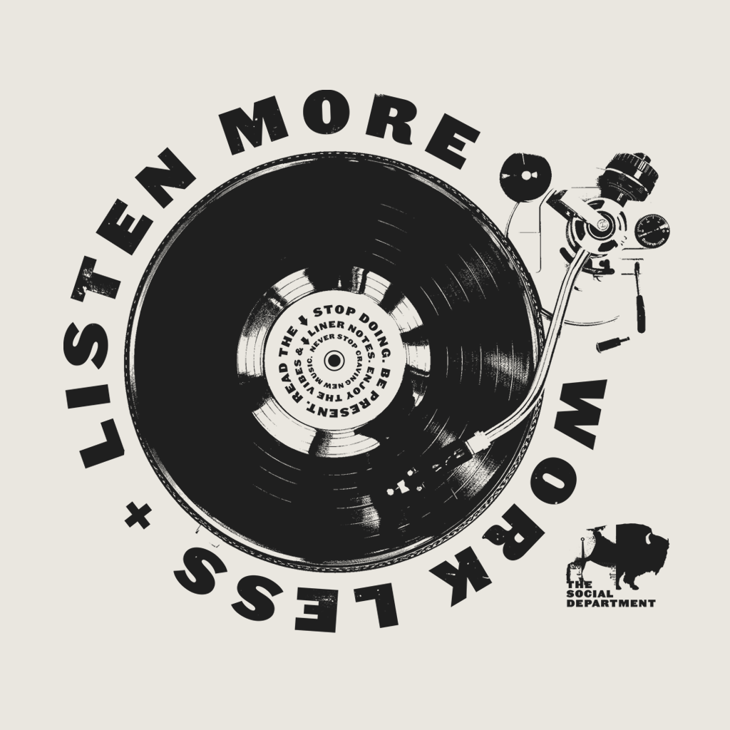 Listen more Work less | Apparel for Music Lovers | by The Social Dept.
