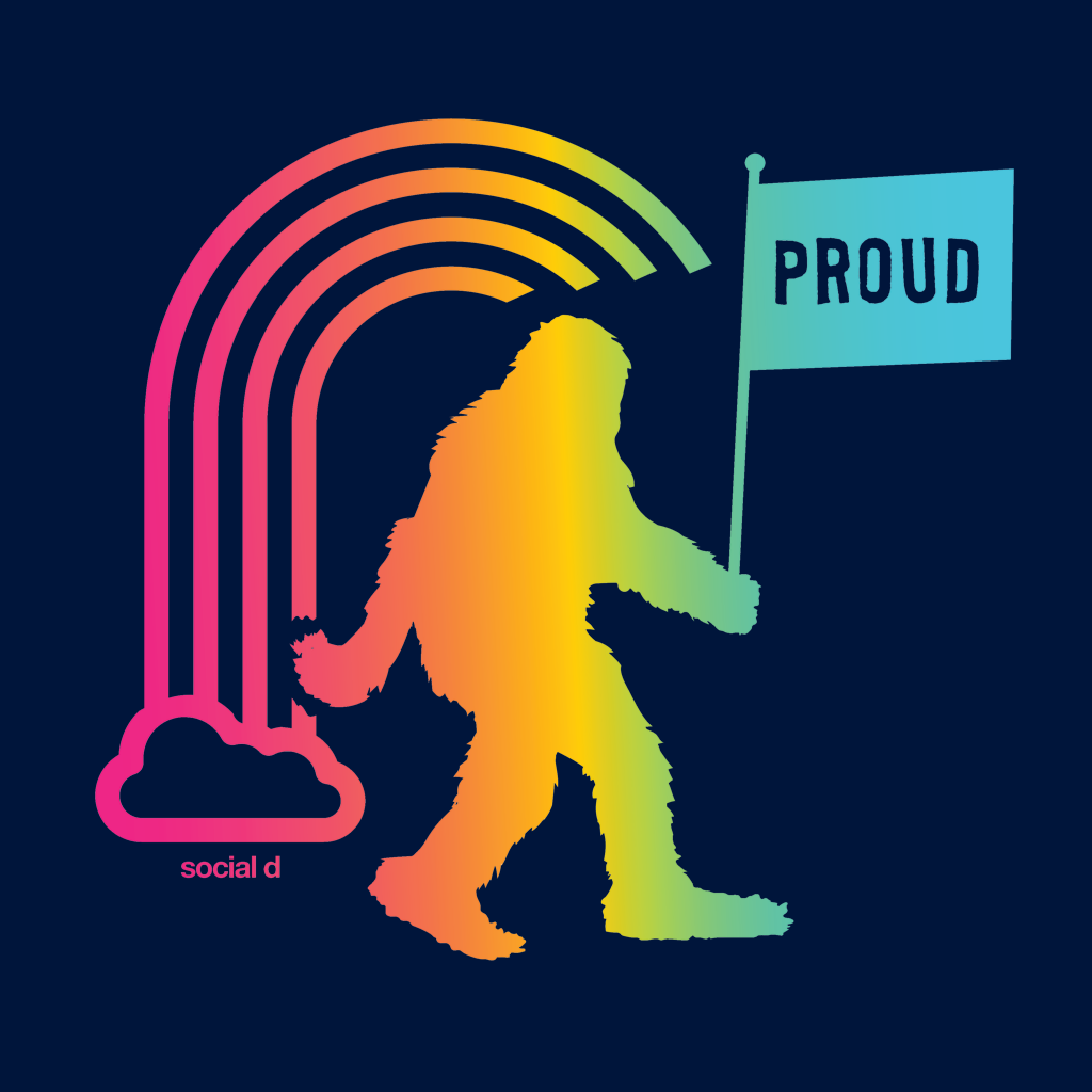 Bigfoot Rainbow Pride T-shirt | Apparel for Fans of Bigfoot and Rainbows  | The Social Dept. 