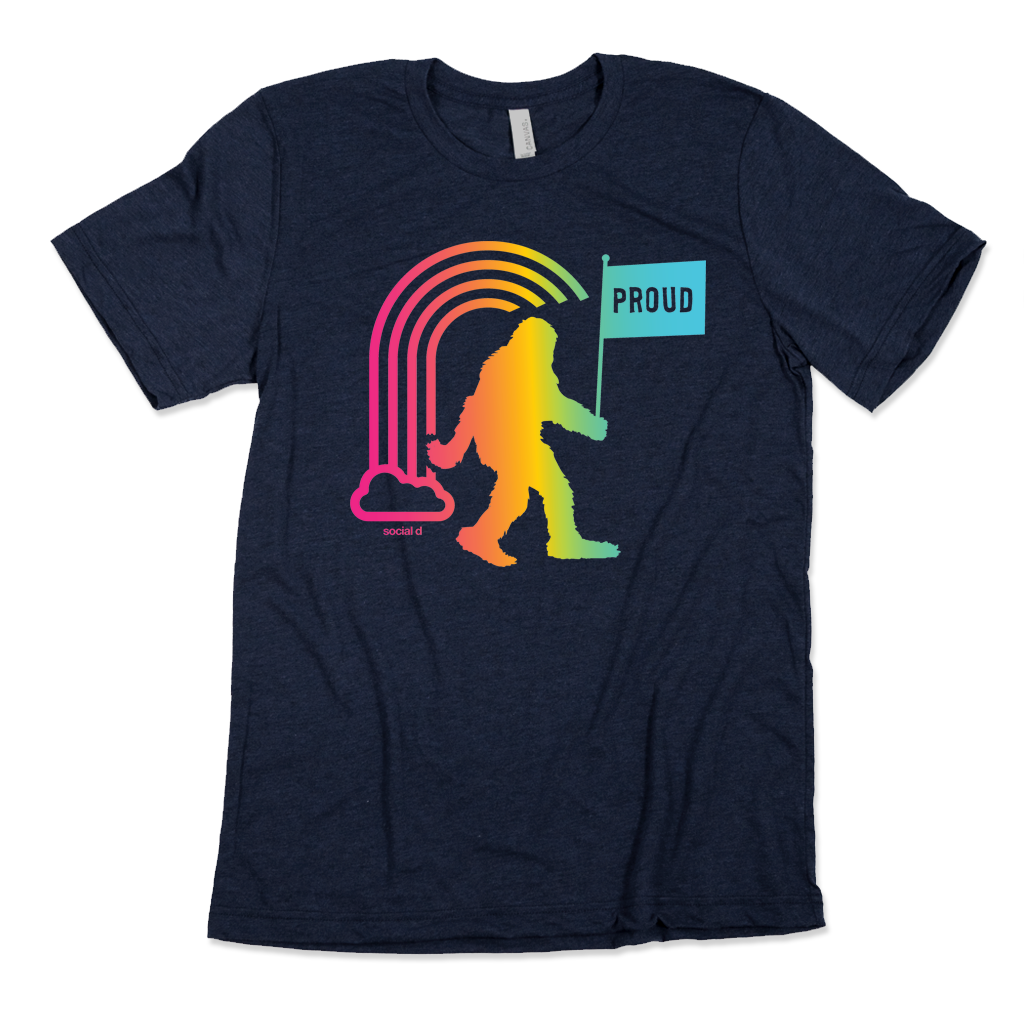 Bigfoot Rainbow Pride T-shirt | Apparel for Fans of Bigfoot and Rainbows  | The Social Dept. 