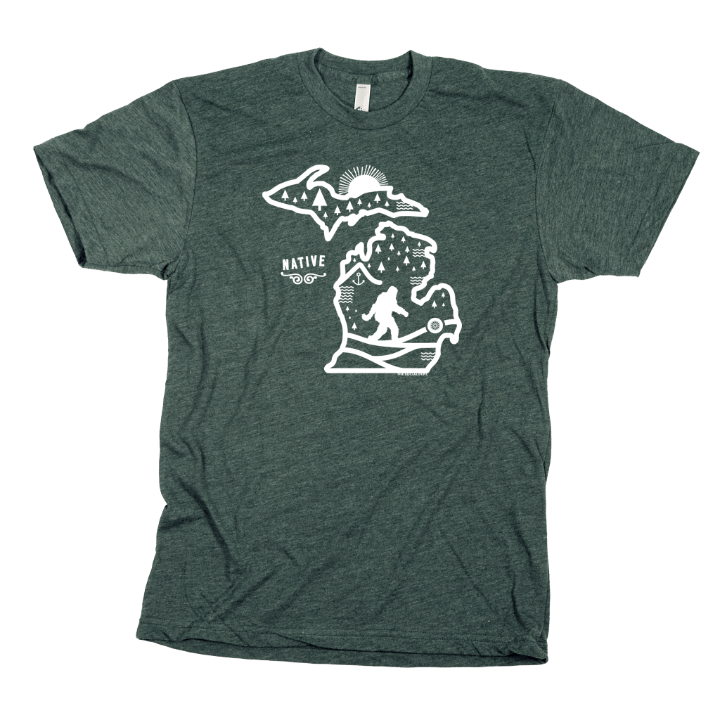 Michigan Bigfoot Native Supersoft blended graphic tee – The Social Dept.